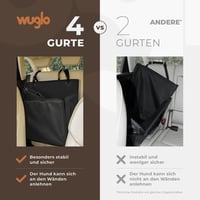 WUGLO Megerősített Kutya Autósülés - Vízálló Oxford Anyagú Hátsó Ülésre, 4 Rögzítőpánttal, Kis és Közepes Kutyáknak (L Méret, Fekete) 3