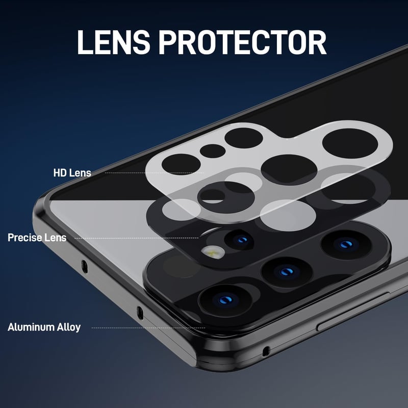 Samsung Galaxy S23 Ultra mágneses tok - 360° védelem, ütésálló fém keret üveggel, fekete