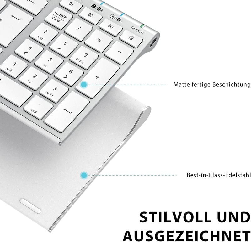 iClever BK10 Bluetooth Billentyűzet QWERTZ Német Vezeték Nélküli Újratölthető