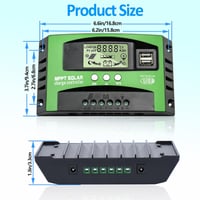 VIXKPIRR MPPT 30A Napelem Töltésvezérlő 12V/24V - LCD Kijelzővel, Hőmérséklet Érzékelővel, 2 USB Porttal, Ólom és Lítium Akkumulátorokhoz 5