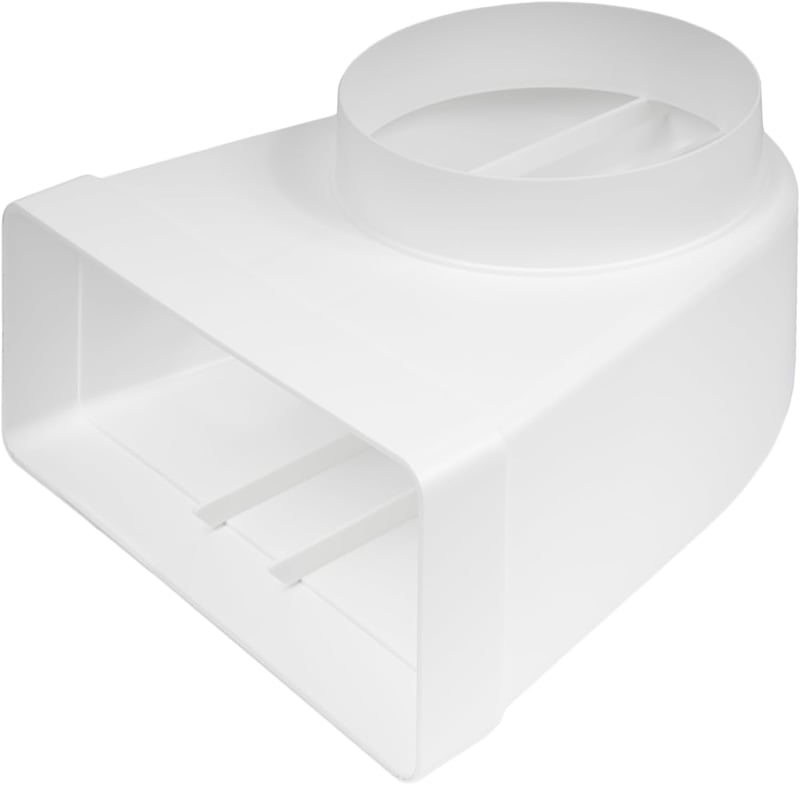 Vent Systems 90 fokos szögletes-kör alakú légcsatorna átalakító, 220x90 mm téglalap alakú csőről Ø150 mm kerek csőre, szellőztető rendszerek