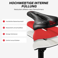YOUNGDO Gél Kerékpárülés - Ergonomikus, Légáteresztő, Ütéselnyelő MTB Nyereg Vízálló Borítással, Piros, 100kg Teherbírás - Black+red, MTB-145mm, MTB-Red-145mm, Foam 4