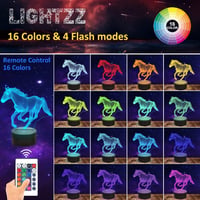 Lightzz 3D Ló Lámpa - 16 Színű LED Éjjeli Fény Gyerekeknek, Távirányítóval, Illúzió Hatású Dekoráció, Ajándék Lórajongóknak 2
