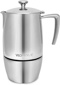 VeoHome Mokka Kávéfőző 10 Csészés 500ml - Rozsdamentes Acél Olasz Moka Kanna Indukciós, Gáz, Kerámia és Elektromos Főzőlaphoz - Dupla Szűrő  1