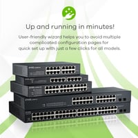 Zyxel GS1900-24 Smart Managed 24-portos Gigabit Switch - Rack Mountolható, Ventilátor Nélküli, VLAN, IGMP, QoS Támogatással 10