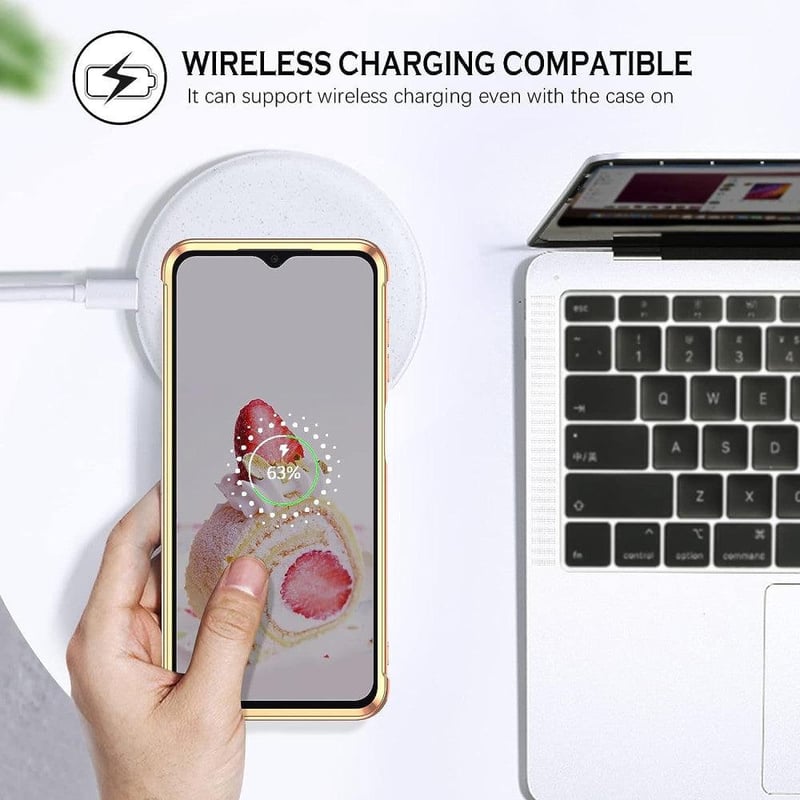 Samsung Galaxy A13 lila tok szívecskés dísszel és csuklópánttal