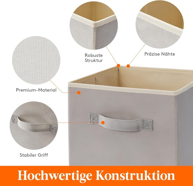 Lifewit 8 db Összecsukható Szövet Tárolódoboz Fogantyúval - 33x38x33 cm Világosszürke Rendszerező Kocka Polcba, Játékokhoz, Magazinokhoz