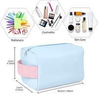 MAGEFY Geantă Cosmetică Albastră din Piele - Neceser de Voiaj Impermeabil cu Fermoar pentru Femei 4