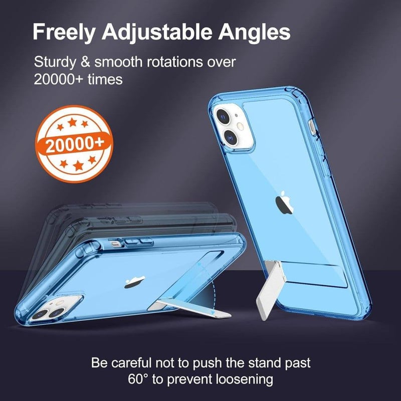 Apple iPhone 11 Kék Áttetsző Szilikon Tok Beépített Állvánnyal