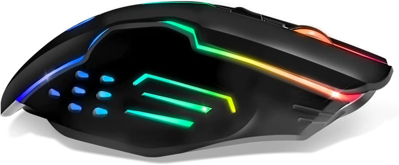 EMPIRE GAMING RF903 Vezeték Nélküli Gaming Egér 2.4GHz Újratölthető RGB LED Háttérvilágítás 4800 DPI PC PS4 PS5 Xbox Fekete