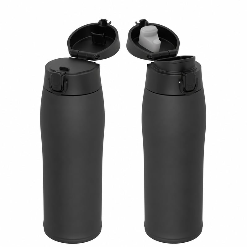 Termos din oțel inoxidabil Super Sparrow 750 ml, cu capac cu pai, fără BPA, negru - Lipsește (stare: vezi a doua imagine)