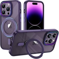 iPhone 14 Pro Max MagSafe-kompatibilis átlátszó tok lila mágneses állvánnyal 1