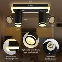 Újracsomagolt Modern Fekete LED Mennyezeti Lámpa 2xGU10 Meleg Fény 6