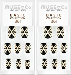 MUSE & Co set umjetnih noktiju srednje dužine s ljepilom - 36 komada, 2 pakiranja