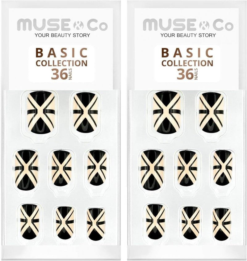 MUSE & Co Közepes Ragasztható Műköröm Szett - 36 db, 2 Csomag