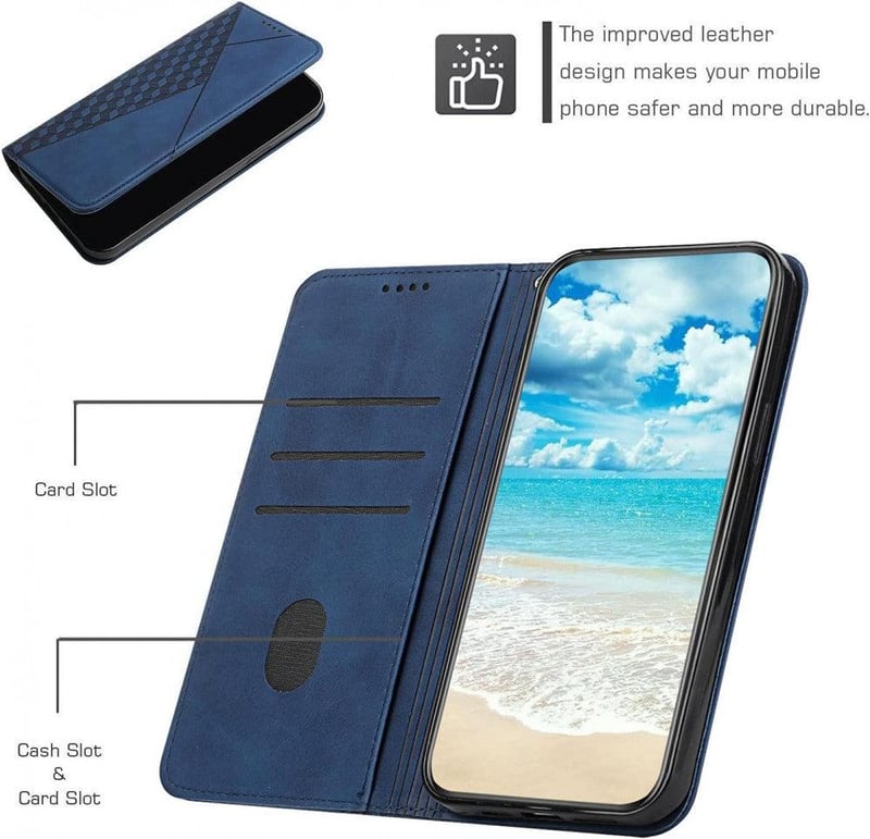 Samsung Galaxy S22 Ultra 5G rombuszmintás mágneses pénztárcás bőrtok