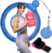 WELLRELAXX Okos Hula Hoop Csendes Súlygolyóval - 113 cm Átmérő Felnőtt Fitness Karika Fogyókúrás Övvel Kék 9