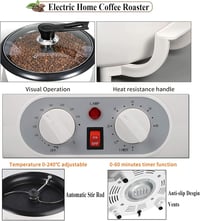 LEONEBEBE Elektromos Kávépörkölő 750g - Professzionális Pörkölőgép Kávébabhoz, Magokhoz, 240°C Állítható Hőmérséklet, Időzítő, Füstmentes, O 4