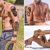URAQT 30 lapos fekete vízálló ideiglenes tetoválás szett felnőtteknek 6