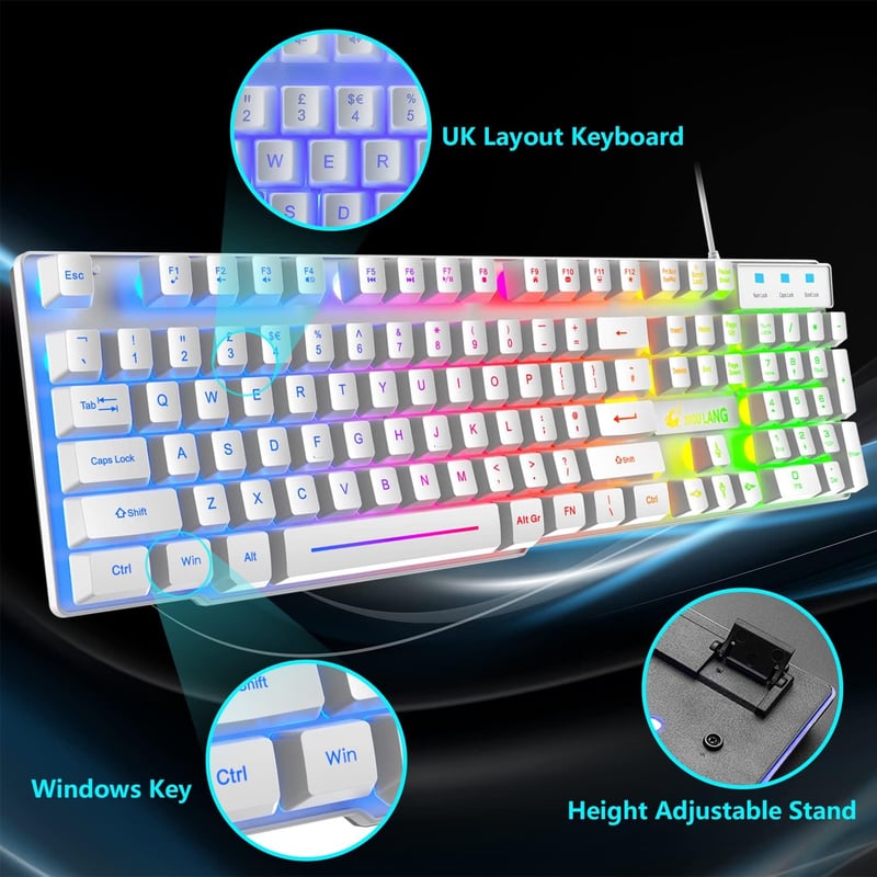CROSS ZEBRA Gamer Szett - Szivárvány Háttérvilágítású Billentyűzet, 2400DPI Egér, 7.1 Surround Fejhallgató és Egérpad - PS4/Xbox 
