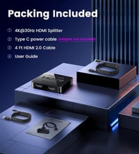 HDMI Splitter 1 bemenet 2 kimenet 4K felbontással, 3.9 láb kábellel - Két monitor egyidejű használatához, Tükrözés funkcióval 8