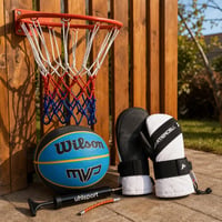 Basketbalový set na ihrisko: 1x sieťka + 1x lopta č. 7 + 1x pumpa + 1x zimné rukavice 1