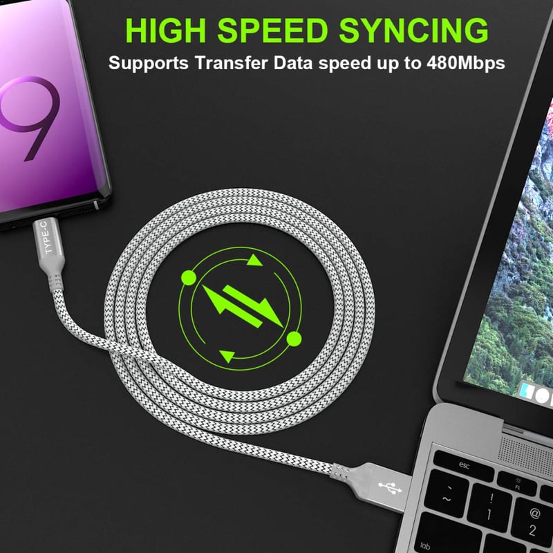 Samsung, iPhone, iPad USB-C gyorstöltő kábel szett, 3 db, 0,5/1/2 m