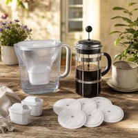 Set za savršenu kavu: 6x zamjenski filter 10 cm + vrč za filtriranje vode + 2x filter 1