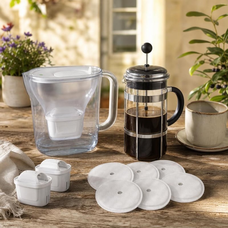 Set za savršenu kavu: 6x zamjenski filter 10 cm + vrč za filtriranje vode + 2x filter