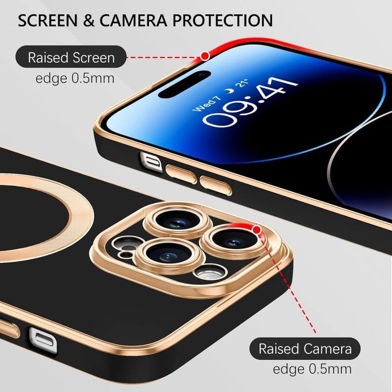 Apple iPhone 14 Pro Max MagSafe Mágneses Tok Fekete-Rosegold