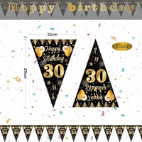 30. Születésnapi Fekete-Arany Girland Banner - Elegáns Dekoráció Fiúknak, Lányoknak 2