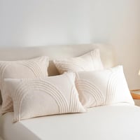 Tospass Plüss Ágyneműhuzat Szett 200x200 cm Bézs Tűzött Mintával - Puha Korall Polár Téli Ágynemű Cipzáras Paplanhuzat és 2 Párnahuzat 80x80 7