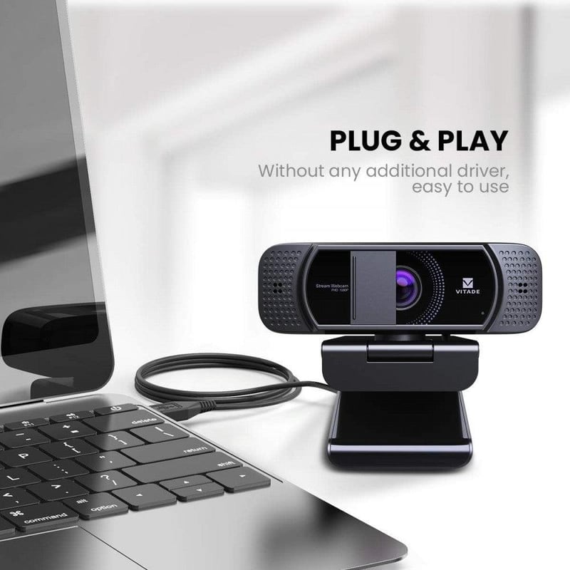 Webkamera HD 1080P Mikrofonnal és Fedéllel - Streameléshez, Játékhoz
