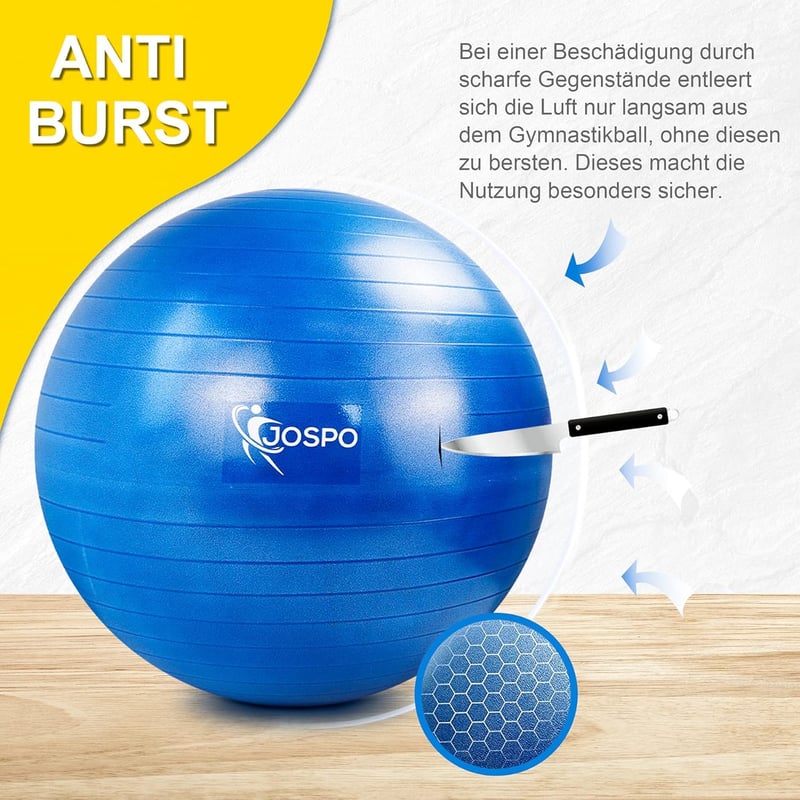 Jospo Fekete Fitness Labda Pumpával - 350kg Teherbírású Yoga Ball S-es Méret