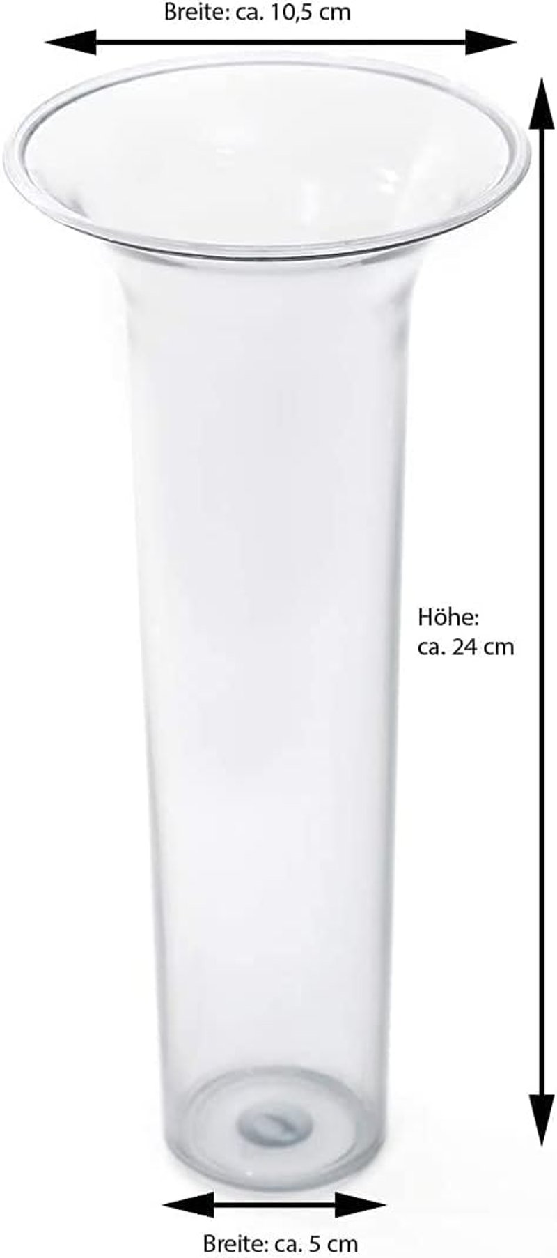 Plastia Átlátszó Műanyag Váza Betét - 24 cm Magas Trombita Alakú Vízálló Virágtartó, Bohém Stílusú Asztali Dekoráció