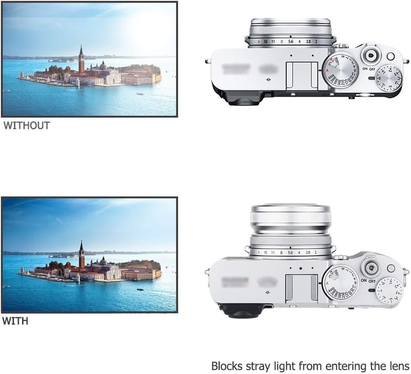 Fujifilm X100 sorozathoz JJC fém napellenző és adaptergyűrű - Ezüst