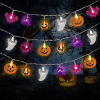 CHMMY Halloween LED Fényfüzér 20 LED-del - Tök, Szellem, Denevér Díszekkel - 2 Világítási Mód, Vízálló, Beltéri-Kültéri Dekoráció 8