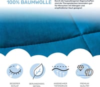 Dailydream Súlyozott Takaró 10,2 kg - Kék Üveggyöngy Töltetű Nyugtató Paplan 200x155 cm - Allergiamentes Pamut Anyagból Készült Relaxáló Alv 2