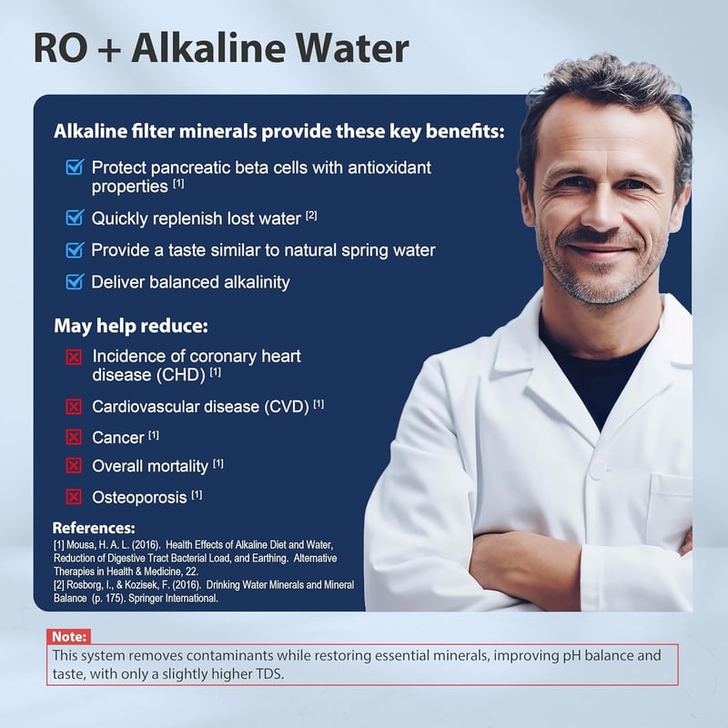 iSpring RCC7AK 6-fokozatú Mosogató Alatti Fordított Ozmózis Ivóvíz Szűrő Rendszer Alkáli Remineralizáló Filterrel - 75 GPD Teljesítmény, NSF