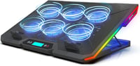 KLIM Glacier Laptop Hűtő - 6 Ventilátoros RGB Háttérvilágítással - 11-17 Colos Laptopokhoz - Stabil és Csendes Gamer Hűtőpad - USB Tápellátá 1