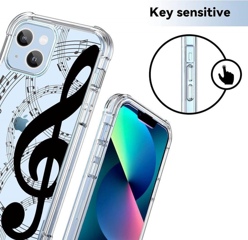 Apple iPhone 13 Átlátszó Szilikon Tok Kotta Mintázattal