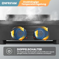 ENFRIFAM 2000W Elektromos Hot Pot és Raclette Grill, 8 Személyes, Kettős Főzőzóna, Független Hőmérséklet Szabályozás, Tapadásmentes Bevonat 6