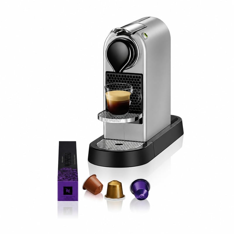 Kapsulový kávovar Nespresso Krups CitiZ XN741B v striebornej farbe – Nádržka na vodu — Bez nádržky na vodu (stav: viď 2. obrázok)