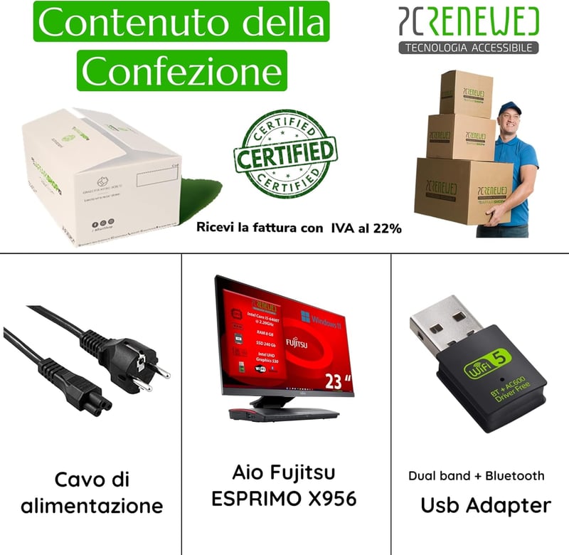 Fujitsu Esprimo X956 23" All-in-One PC - i5, 8GB RAM, 240GB SSD, Win11