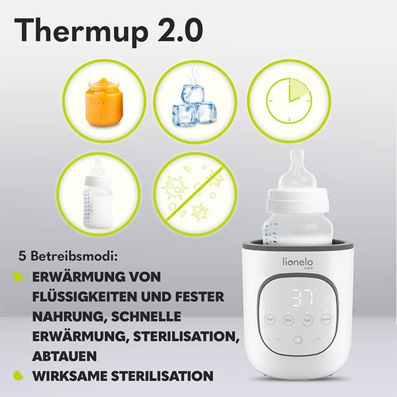 Thermup 2.0 Cumisüveg Melegítő, 5 az 1-ben Bébiétel és Folyadék Melegítő, Sterilizáló, Kiolvasztó Funkció, BPA-mentes, Túlmelegedés