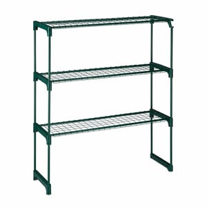 Relaxdays stalak za biljke, 4 razine, metal i plastika, 109x91x28,5 cm, zeleni – nepotpun, s puknutom plastičnom nogom (stanje: vidi 2. sliku)