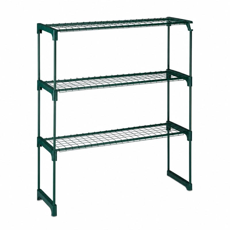 Relaxdays stalak za biljke, 4 razine, metal i plastika, 109x91x28,5 cm, zeleni – nepotpun, s puknutom plastičnom nogom (stanje: vidi 2. sliku)