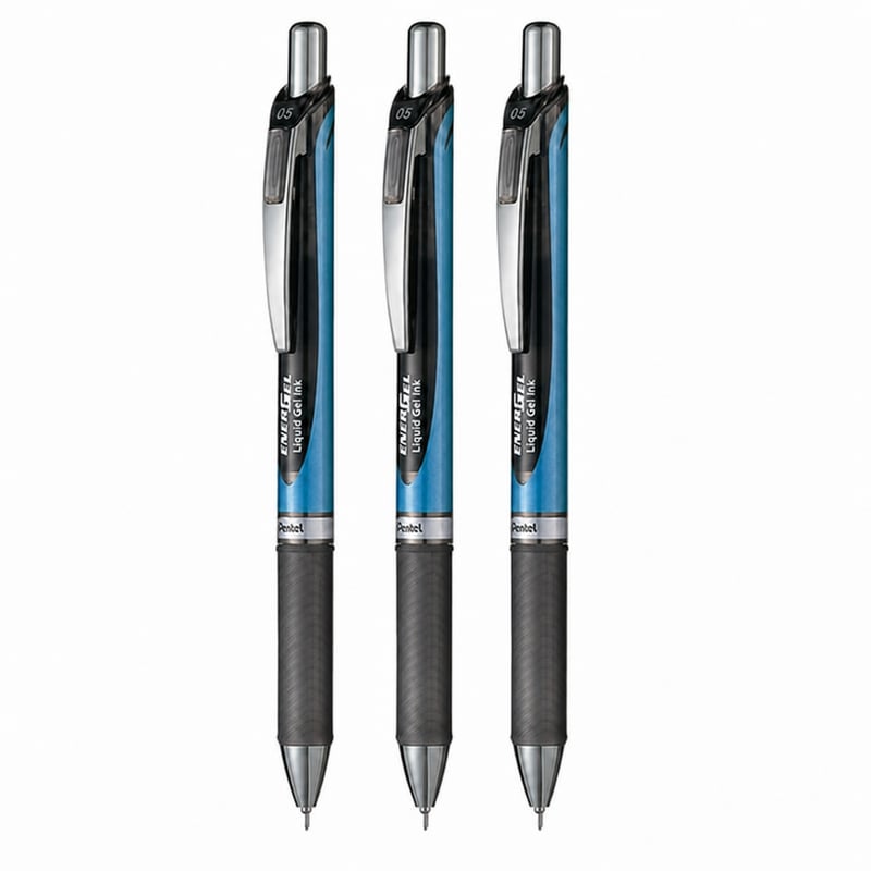 Guličkové pero Pentel EnerGel XM Click BLN75, čierny atrament, hrot 0,5 mm — súprava 3 ks