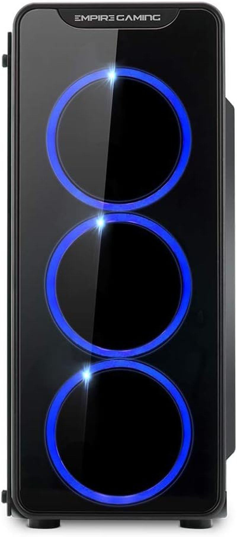 EMPIRE GAMING Warmachine ATX Mid-Tower Gamer Ház - 4 RGB LED Ventilátor, 11 Világítási Mód, Edzett Üveg, Vízhűtés Kompatibilis, Fekete