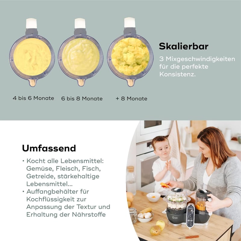 Babymoov Nutribaby Plus Bébiétel Készítő - Párolás, Keverés, Sterilizálás, Melegítés, 2200ml Kapacitás, Mosogatógépben Mosható
